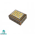 جاسکه ای خاتم کاری مدل چهار گوش اندازه 7×5 سانتیمتر جعبه هدیه خاتم کاری