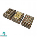 جاسکه ای خاتم کاری مدل چهار گوش اندازه 7×5 سانتیمتر جعبه هدیه خاتم کاری