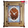 ساعت دیواری صنایع دستی خاتم کاری طرح تذهیب اندازه 60×50 سانتیمتر ساعت دیواری خاتم کاری