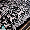 قاب قلمزنی مسی طرح گل و مرغ اندازه 120×70 سانتیمتر تابلو مسی قلمزنی