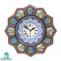 ساعت خاتم کاری خورشیدی طرح گل و مرغ اندازه 36 سانتیمتر ساعت دیواری خاتم کاری