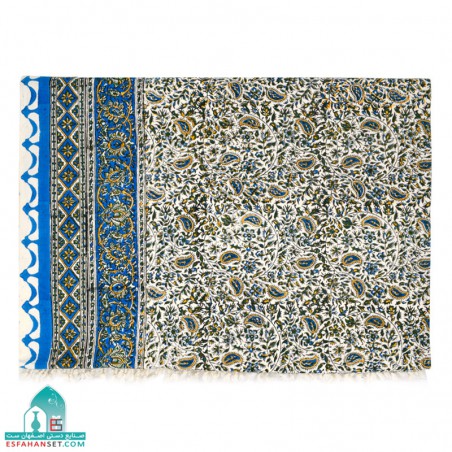 سفره قلمکار گل و بوته آبی اندازه 200×135 سانتیمتر مستطیل شکل