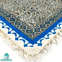 رومیزی آبی قلمکار طرح بادامی اندازه یک متر مربعی