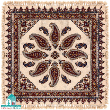 رومیزی سنتی قلمکار یک متری طرح پته لپی مربعی