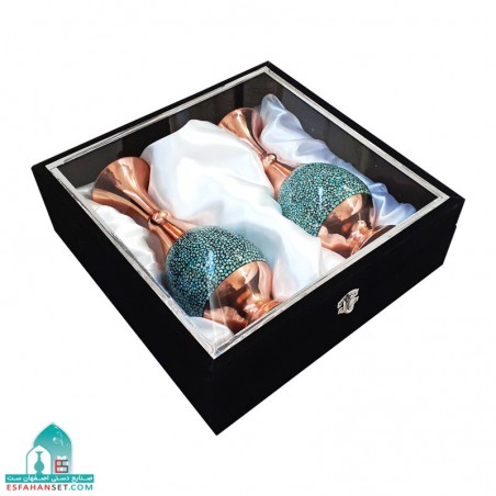 ست گلدان فیروزه کوبی دوتایی اندازه 20 سانتیمتر گلدان فیروزه کوبی