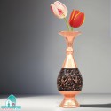 گلدان مسی الماس تراش اندازه 25 سانتیمتر قلمزنی و حکاکی