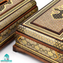 جعبه دستمال کاغذی و کارد و چنگال خاتم کاری ست صنایع دستی