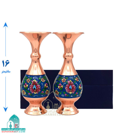 ست گلدان دوتایی مسی نقاشی