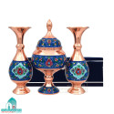 ست شکلات خوری و گلدان مسی نقاشی