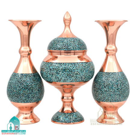 ست گلدان و شکلات خوری فیروزه کوبی