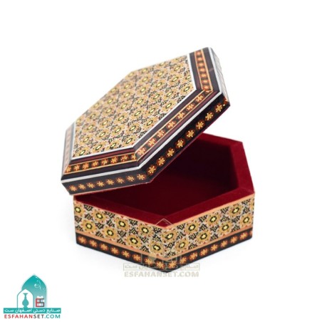 جعبه شش گوش خاتم کاری صنایع دستی