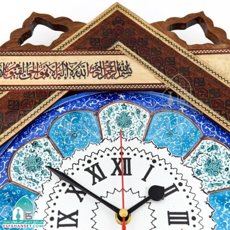 ساعت دیواری خاتم کاری طرح آیت الکرسی