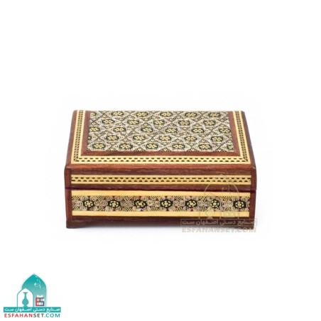 جعبه خاتم‌کاری چوبی با داخل مخمل | جعبه هدیه و زیورآلات