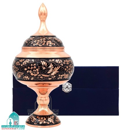 خرید شکلات خوری مسی گل و مرغ الماس تراش