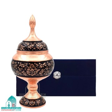 خرید شکلات خوری مسی ۲۳ سانتی گل و مرغ الماس تراش