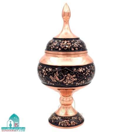 خرید شکلات خوری مسی ۲۳ سانتی گل و مرغ الماس تراش
