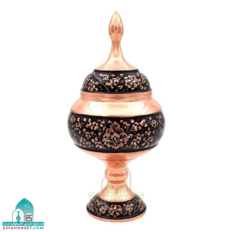 خرید شکلات خوری مسی ۲۳ سانتی گل و مرغ الماس تراش