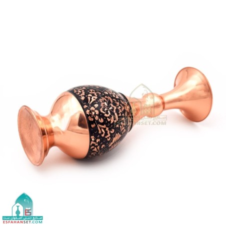خرید ست مسی گل و مرغ سه تکه | گلدان و شکلات‌خوری الماس تراش