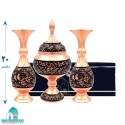 ست سه‌تکه مسی گل و مرغ الماس تراش