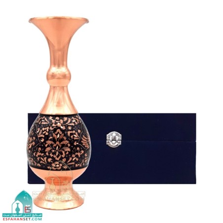 خرید ست گلدان مسی گل و مرغ حکاکی دستی ۲۰ سانتی