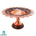 شیرینی خوری مسی قلمزنی طرح حکاکی گل و مرغ اندازه 25 سانتیمتر آجیل خوری و شیرینی خوری